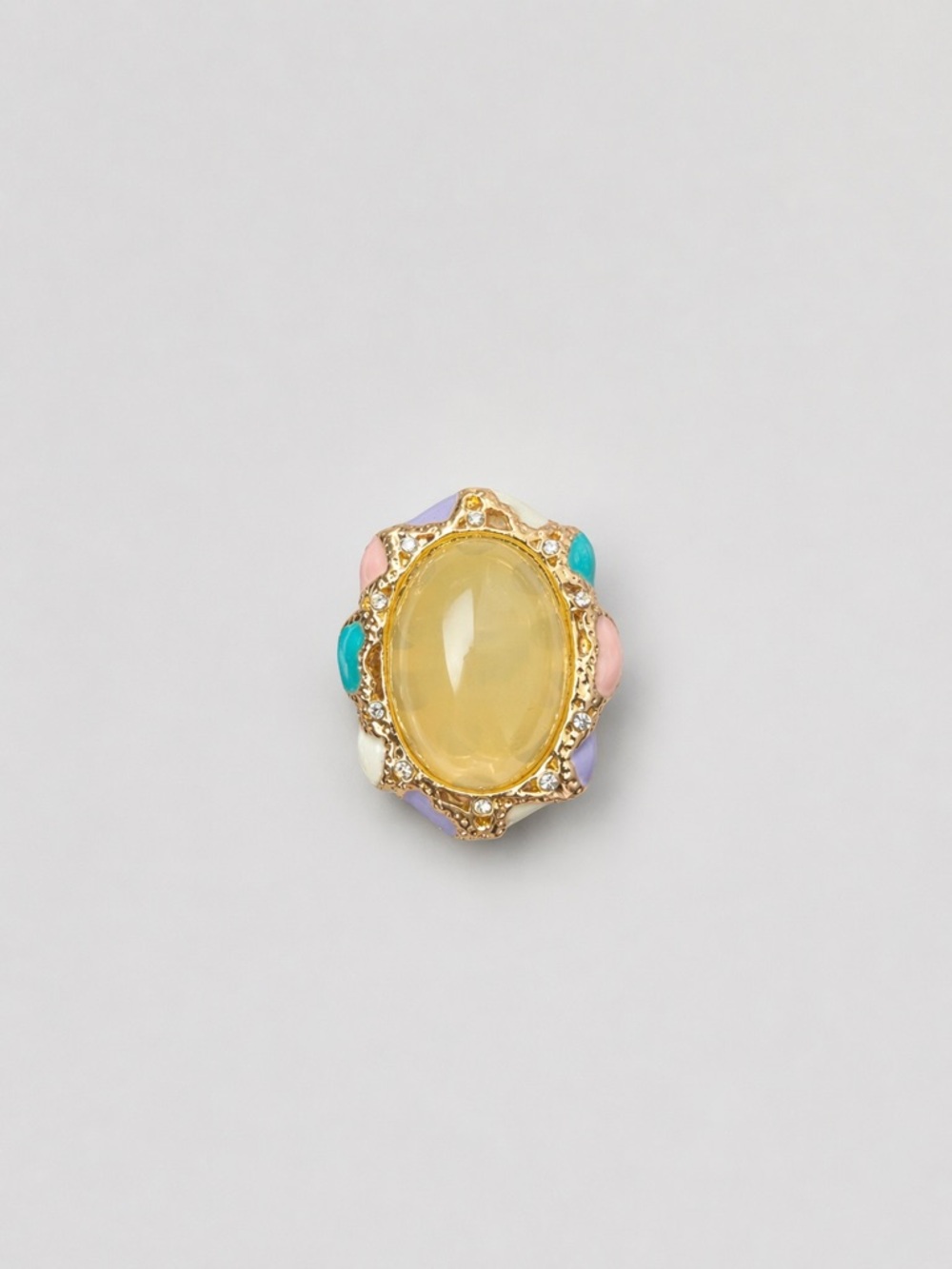Cocktail Ring：gold-plated brass,  Resin, enamel, Rhinestones